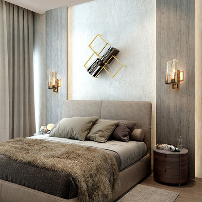 Luxury Rectangular Iron Crystal 1-Light Wall Sconce Lamp