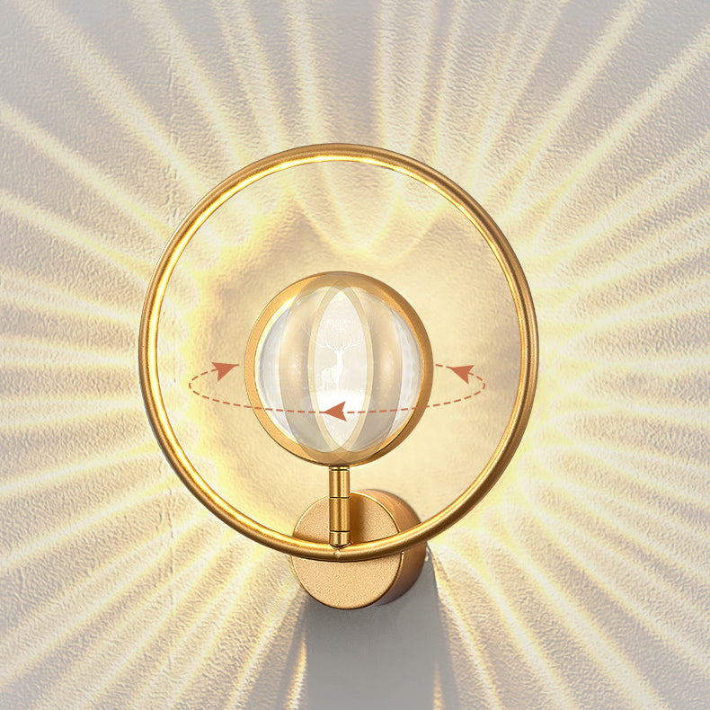 Modern Luxury Circle Crystal Iron LED Wall Sconce Lamp