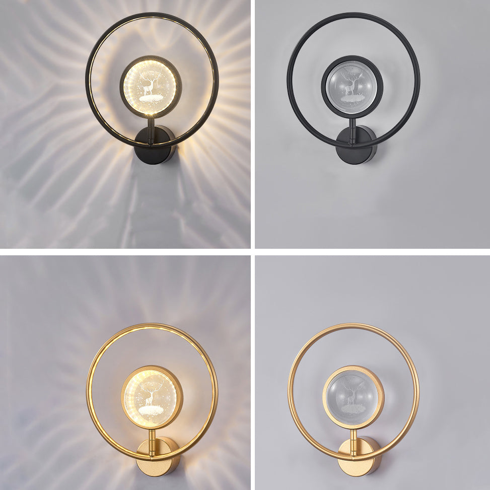 Modern Luxury Circle Crystal Iron LED Wall Sconce Lamp