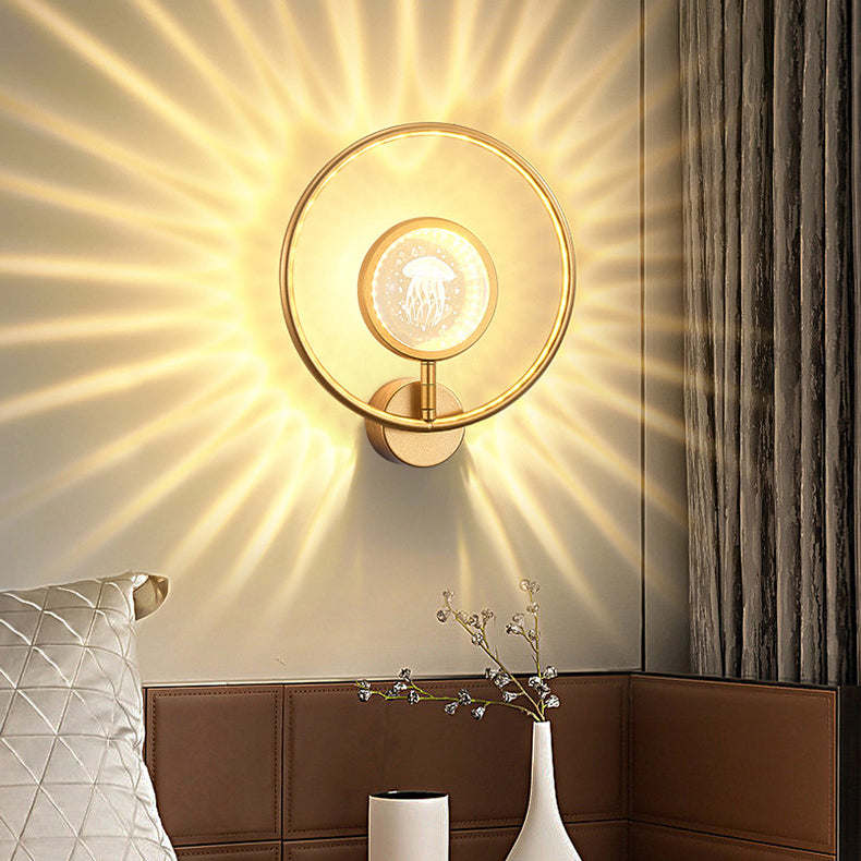 Modern Luxury Circle Crystal Iron LED Wall Sconce Lamp