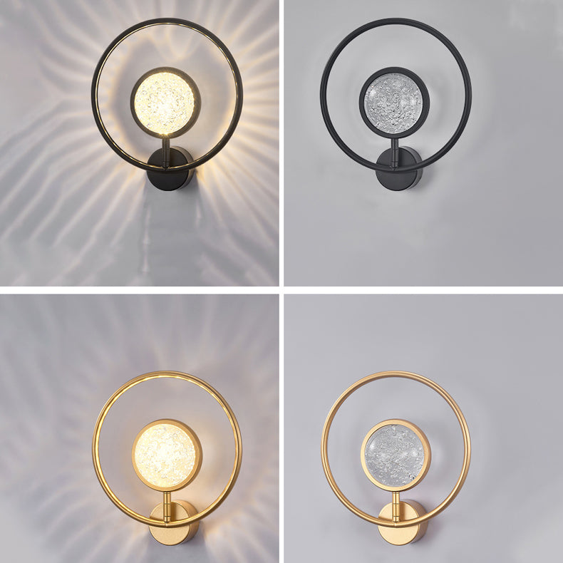 Modern Luxury Circle Crystal Iron LED Wall Sconce Lamp