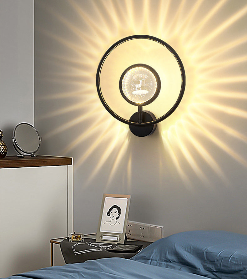 Modern Luxury Circle Crystal Iron LED Wall Sconce Lamp