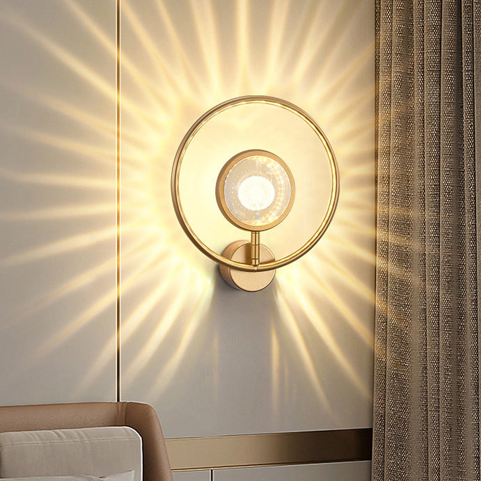 Modern Luxury Circle Crystal Iron LED Wall Sconce Lamp