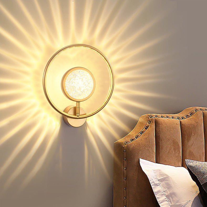 Modern Luxury Circle Crystal Iron LED Wall Sconce Lamp