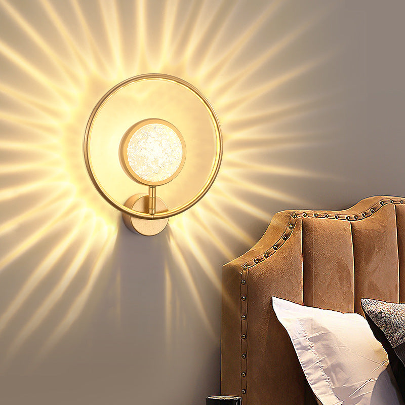 Modern Luxury Circle Crystal Iron LED Wall Sconce Lamp