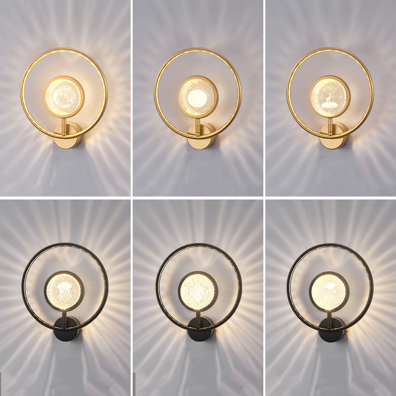 Modern Luxury Circle Crystal Iron LED Wall Sconce Lamp