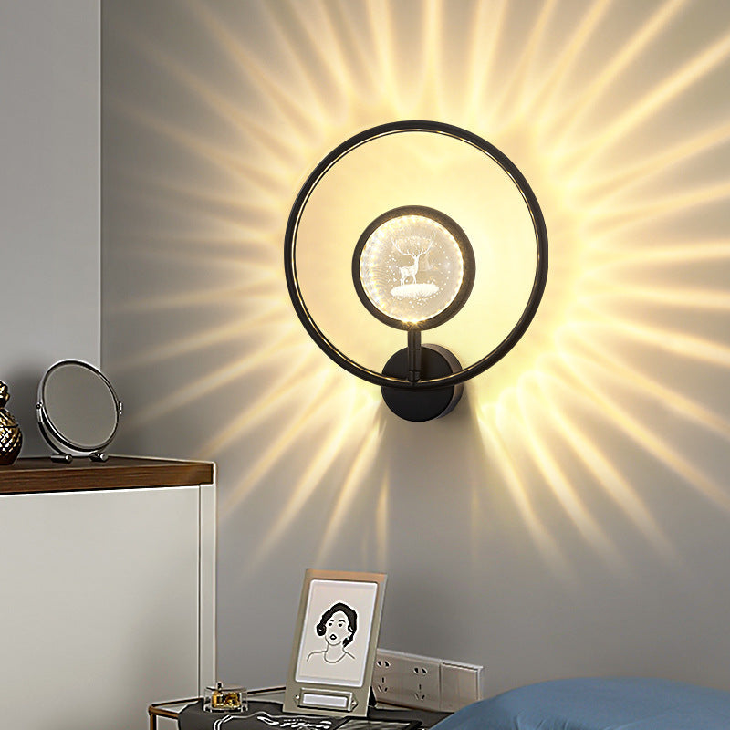 Modern Luxury Circle Crystal Iron LED Wall Sconce Lamp