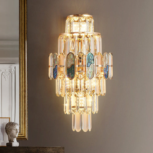 Trapezoid Crystal Aluminum 3/5/8 Light Wall Sconce Lamp