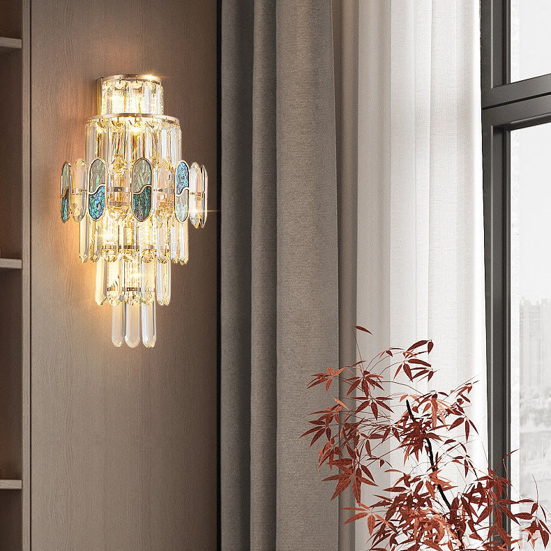 Trapezoid Crystal Aluminum 3/5/8 Light Wall Sconce Lamp