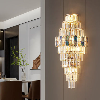 Trapezoid Crystal Aluminum 3/5/8 Light Wall Sconce Lamp