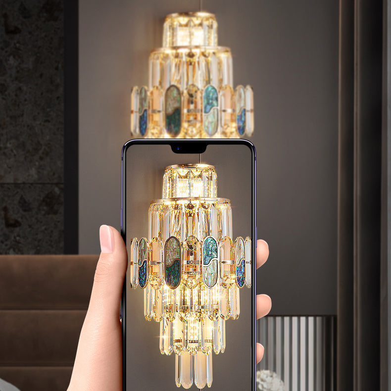 Trapezoid Crystal Aluminum 3/5/8 Light Wall Sconce Lamp