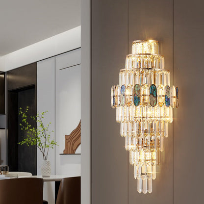 Trapezoid Crystal Aluminum 3/5/8 Light Wall Sconce Lamp