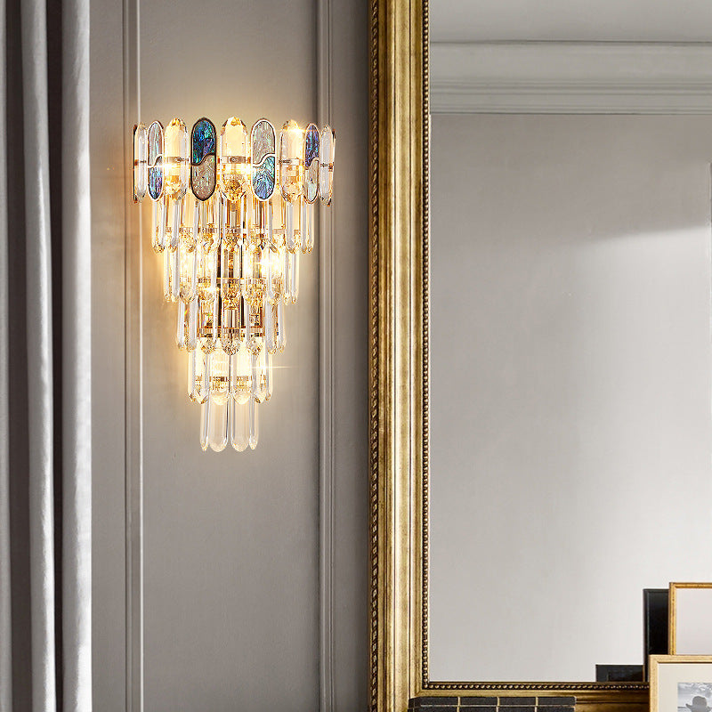 Trapezoid Crystal Aluminum 3/5/8 Light Wall Sconce Lamp