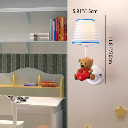 Kids Cone Iron Resin Fabric 1-Light Wall Sconce Lamp
