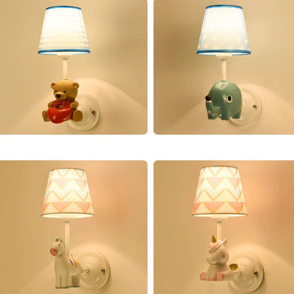 Kids Cone Iron Resin Fabric 1-Light Wall Sconce Lamp
