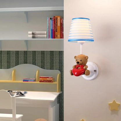 Kids Cone Iron Resin Fabric 1-Light Wall Sconce Lamp