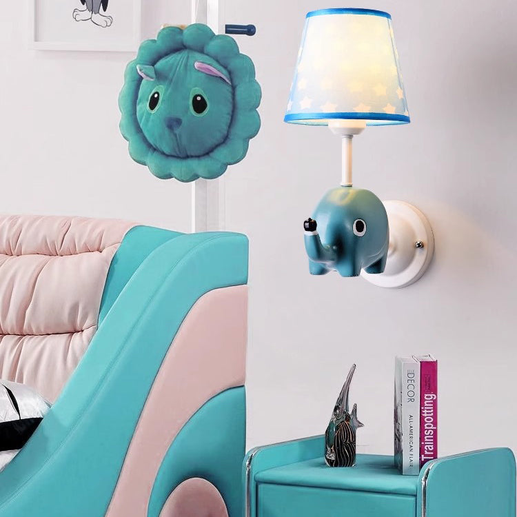 Kids Cone Iron Resin Fabric 1-Light Wall Sconce Lamp
