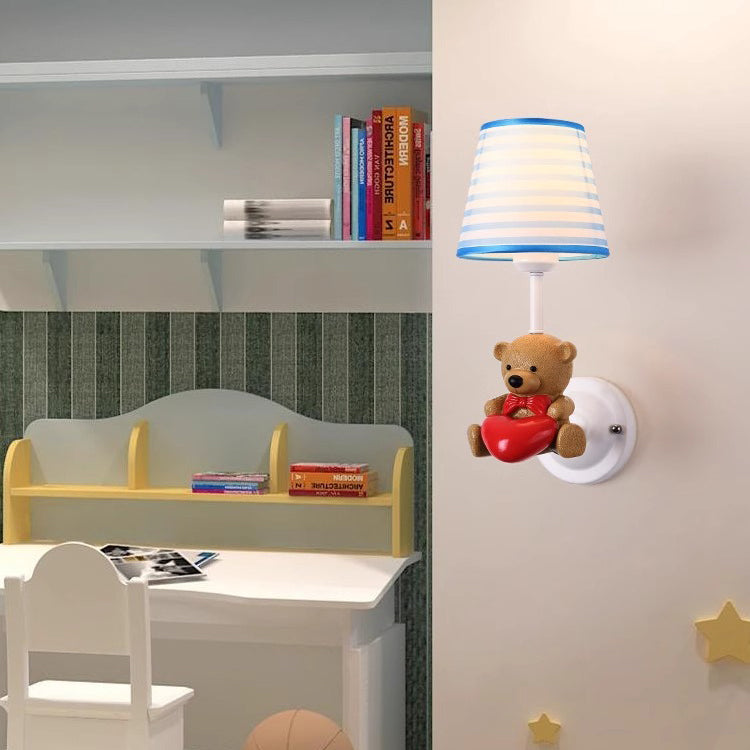 Kids Cone Iron Resin Fabric 1-Light Wall Sconce Lamp