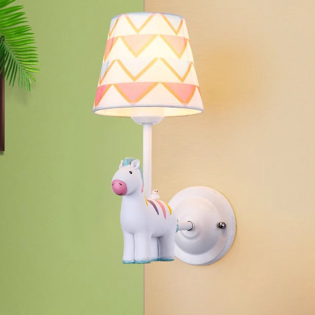 Kids Cone Iron Resin Fabric 1-Light Wall Sconce Lamp