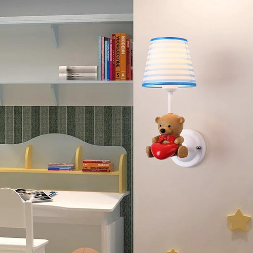 Kids Cone Iron Resin Fabric 1-Light Wall Sconce Lamp