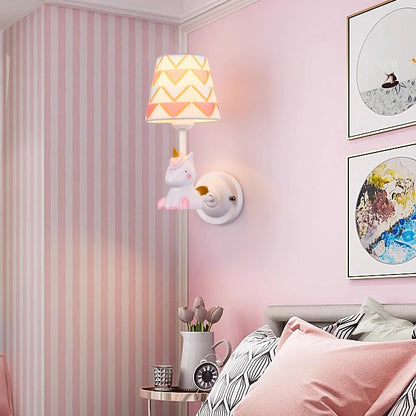 Kids Cone Iron Resin Fabric 1-Light Wall Sconce Lamp