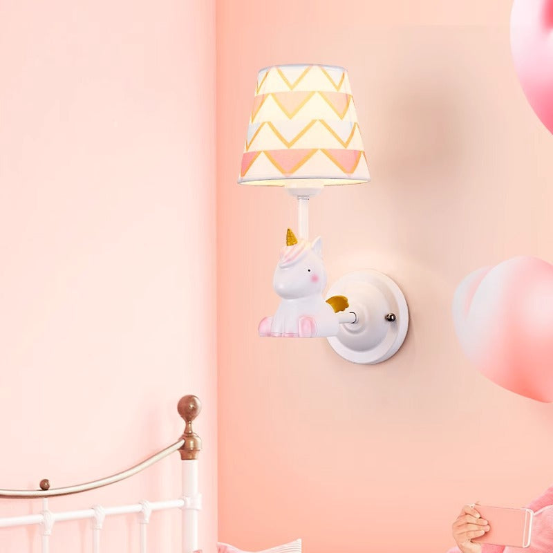 Kids Cone Iron Resin Fabric 1-Light Wall Sconce Lamp