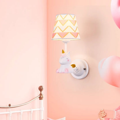 Kids Cone Iron Resin Fabric 1-Light Wall Sconce Lamp