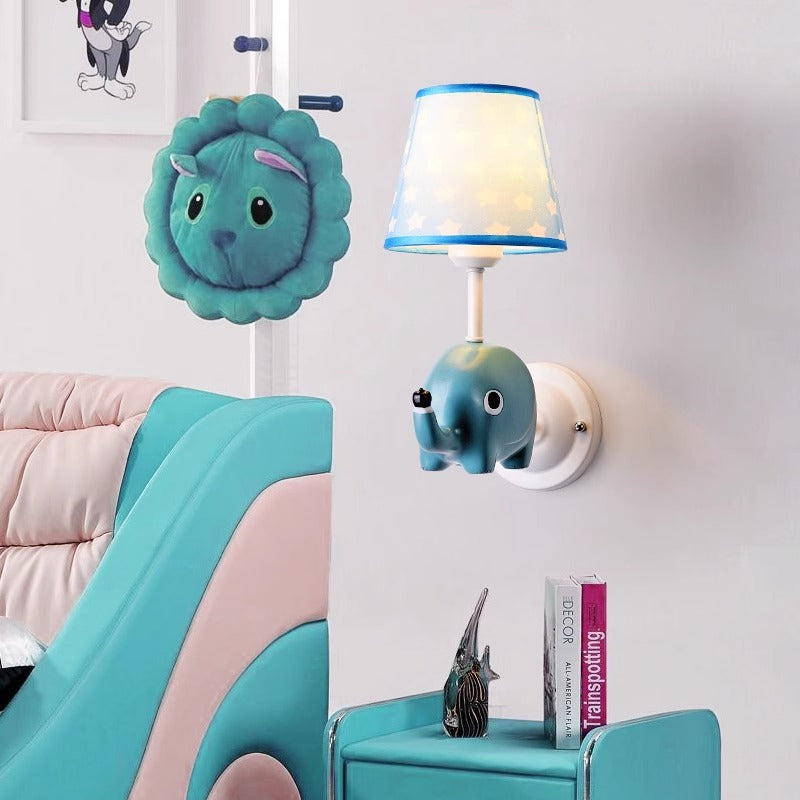 Kids Cone Iron Resin Fabric 1-Light Wall Sconce Lamp
