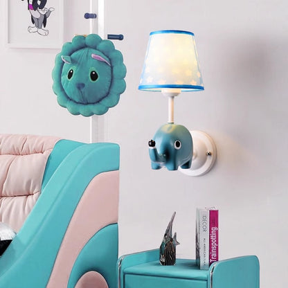 Kids Cone Iron Resin Fabric 1-Light Wall Sconce Lamp