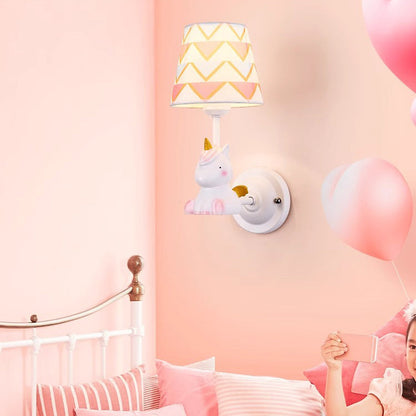 Kids Cone Iron Resin Fabric 1-Light Wall Sconce Lamp