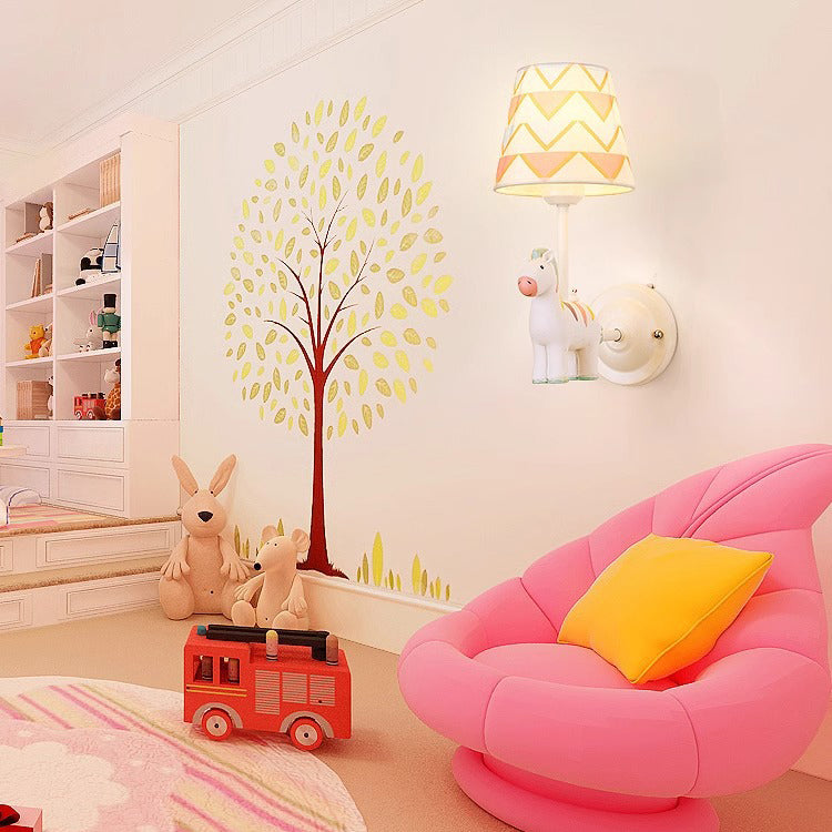 Kids Cone Iron Resin Fabric 1-Light Wall Sconce Lamp