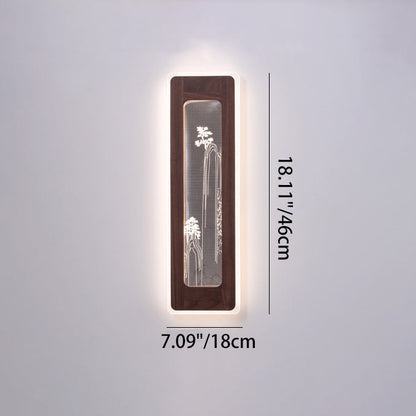 Chinese Black Walnut Acrylic LED Wall Sconce Lamp