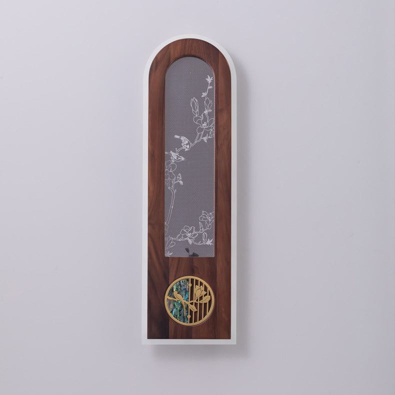 Chinese Black Walnut Acrylic LED Wall Sconce Lamp