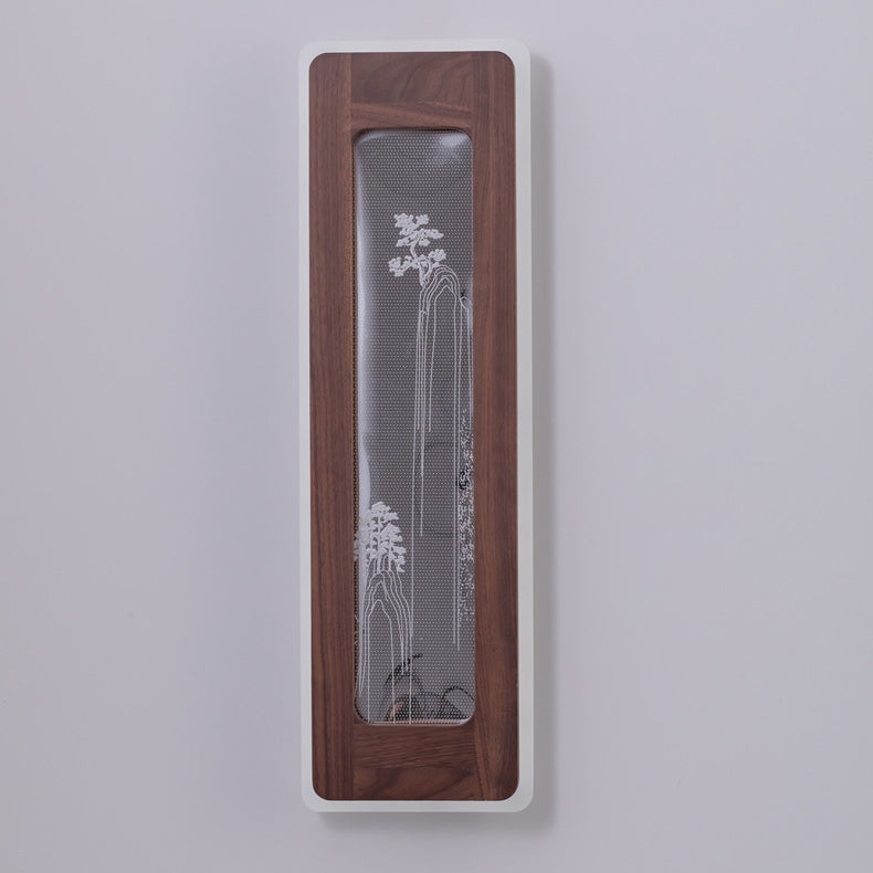 Chinese Black Walnut Acrylic LED Wall Sconce Lamp