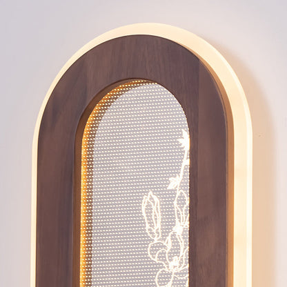 Chinese Black Walnut Acrylic LED Wall Sconce Lamp