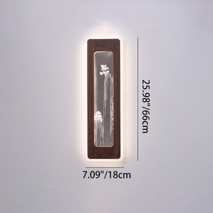 Chinese Black Walnut Acrylic LED Wall Sconce Lamp