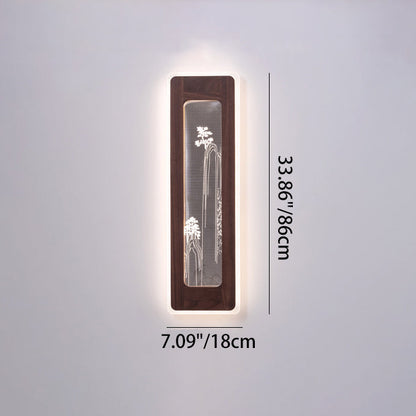 Chinese Black Walnut Acrylic LED Wall Sconce Lamp
