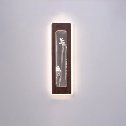 Chinese Black Walnut Acrylic LED Wall Sconce Lamp