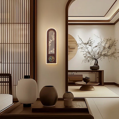 Chinese Black Walnut Acrylic LED Wall Sconce Lamp
