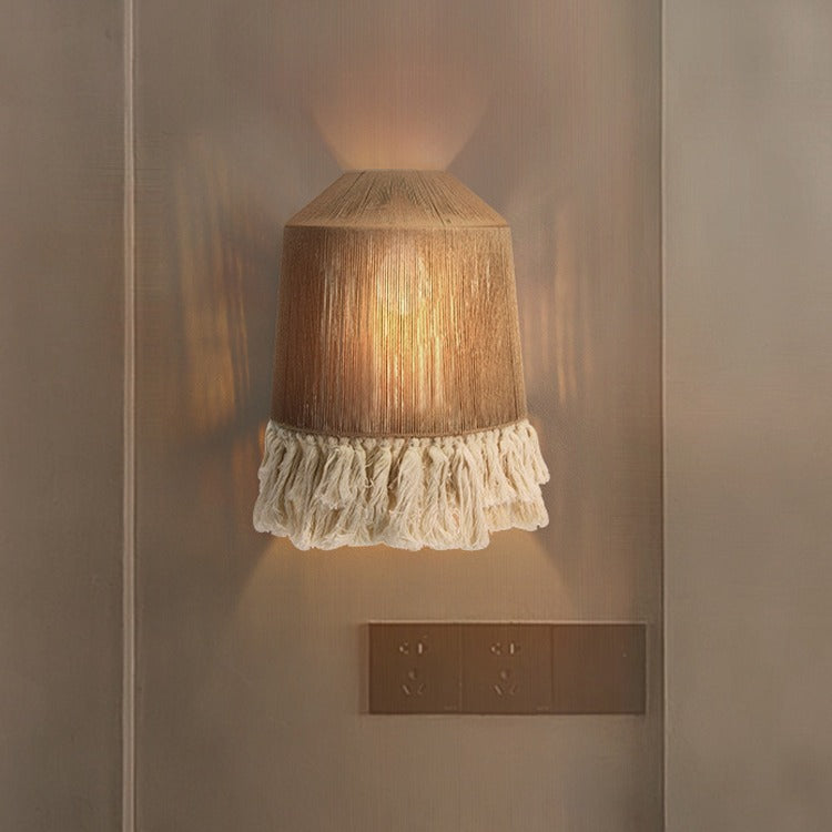 Japanese Cone Hemp Rope 1-Light Wall Sconce Lamp