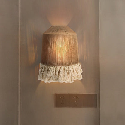 Japanese Cone Hemp Rope 1-Light Wall Sconce Lamp