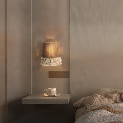 Japanese Cone Hemp Rope 1-Light Wall Sconce Lamp