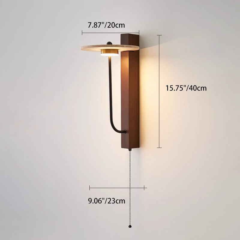 French Carbon Steel Walnut Wood LED Wall Sconce Lamp