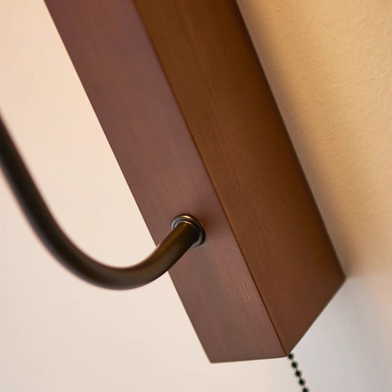 French Carbon Steel Walnut Wood LED Wall Sconce Lamp