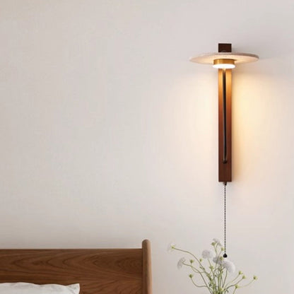 French Carbon Steel Walnut Wood LED Wall Sconce Lamp
