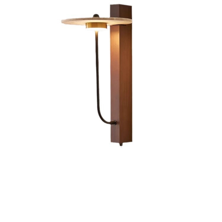 French Carbon Steel Walnut Wood LED Wall Sconce Lamp
