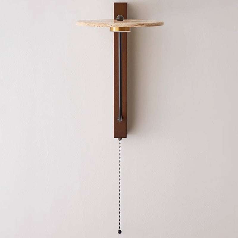 French Carbon Steel Walnut Wood LED Wall Sconce Lamp