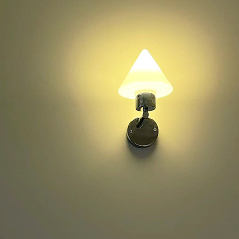 Modern Simplicity Cone Iron Glass 1-Light Wall Sconce Lamp
