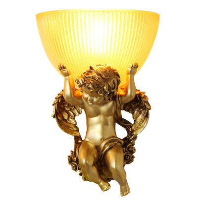 Angel Stainless Steel Glass 1-Light Wall Sconce Lamp