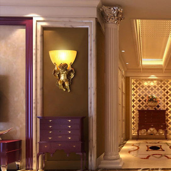 Angel Stainless Steel Glass 1-Light Wall Sconce Lamp